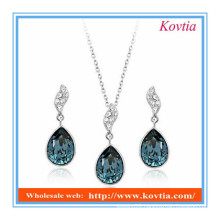 African blue crystal necklace and earring fashion jewelry set